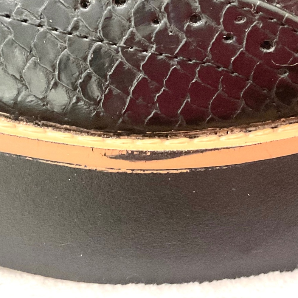 Black Madden Girl G-Class Almond Toe Snake Skin Lace Up Platform Oxfords Sz 6.5M - Picture 15 of 16